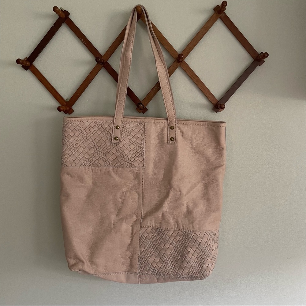 Cream 100% Leather Tote Bag